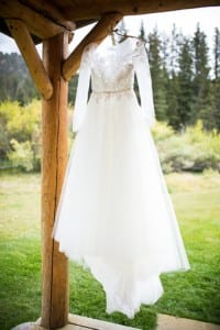 plume bridal dress with sleeves