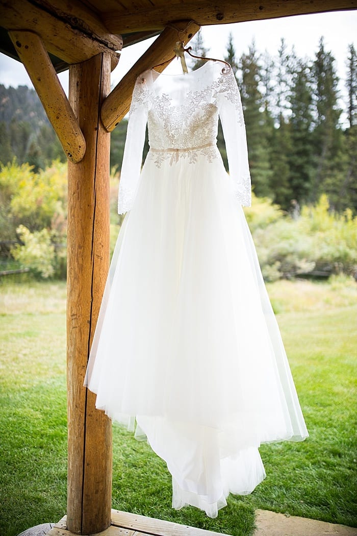 plume bridal dress with sleeves