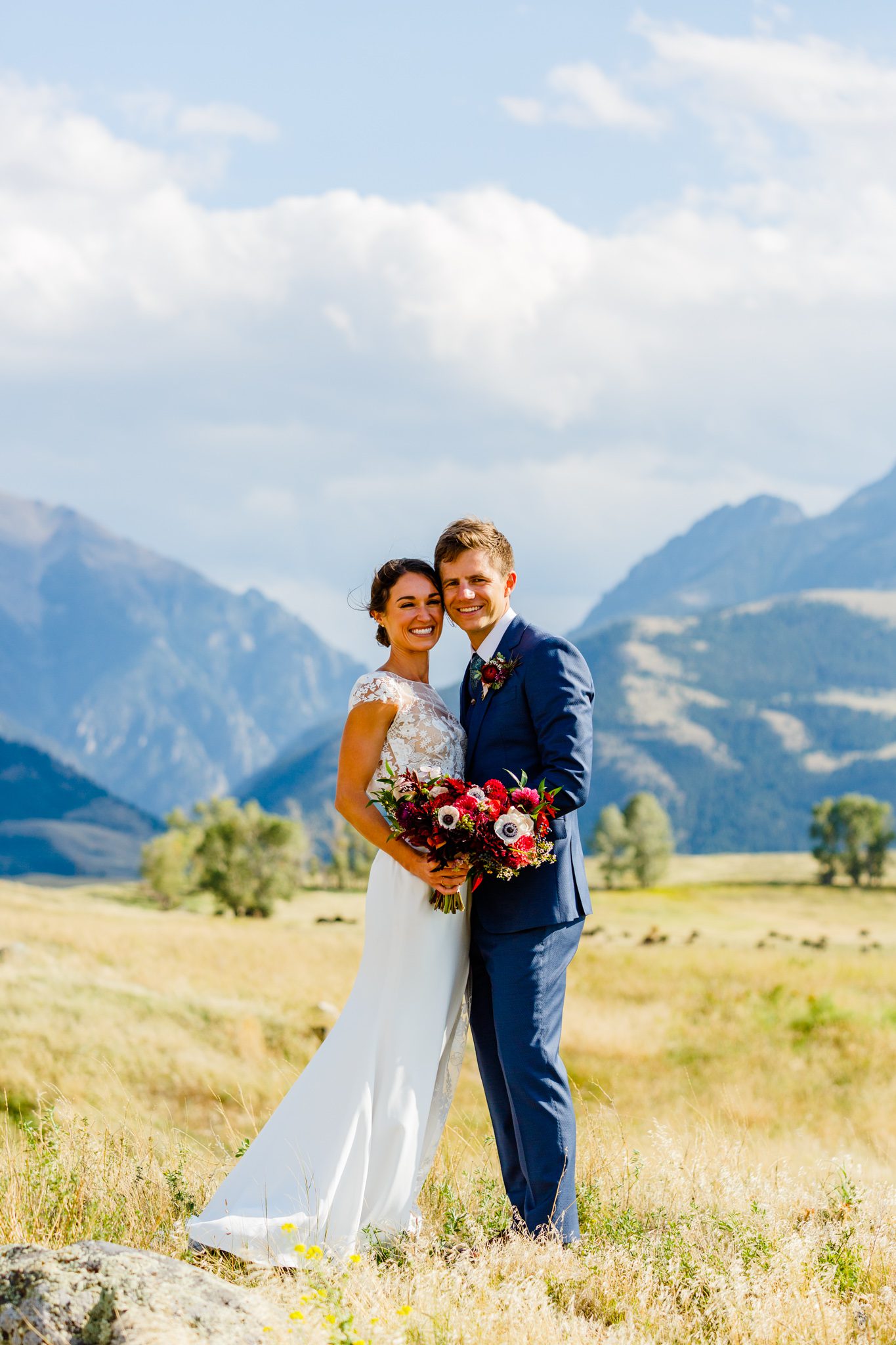 couple getting married in the mountainside
