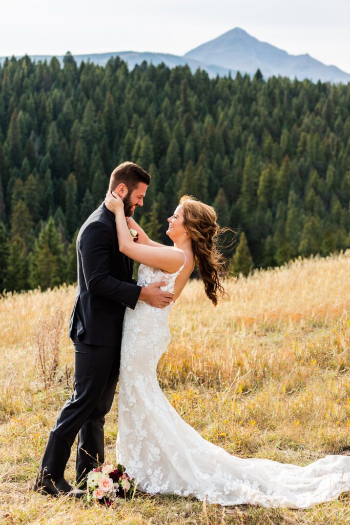couple getting married at lone mountain ranch