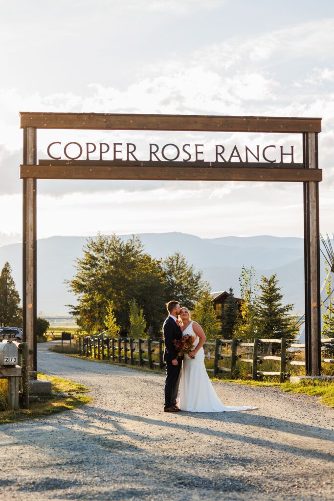 bride and groom portrait at copper rose ranch