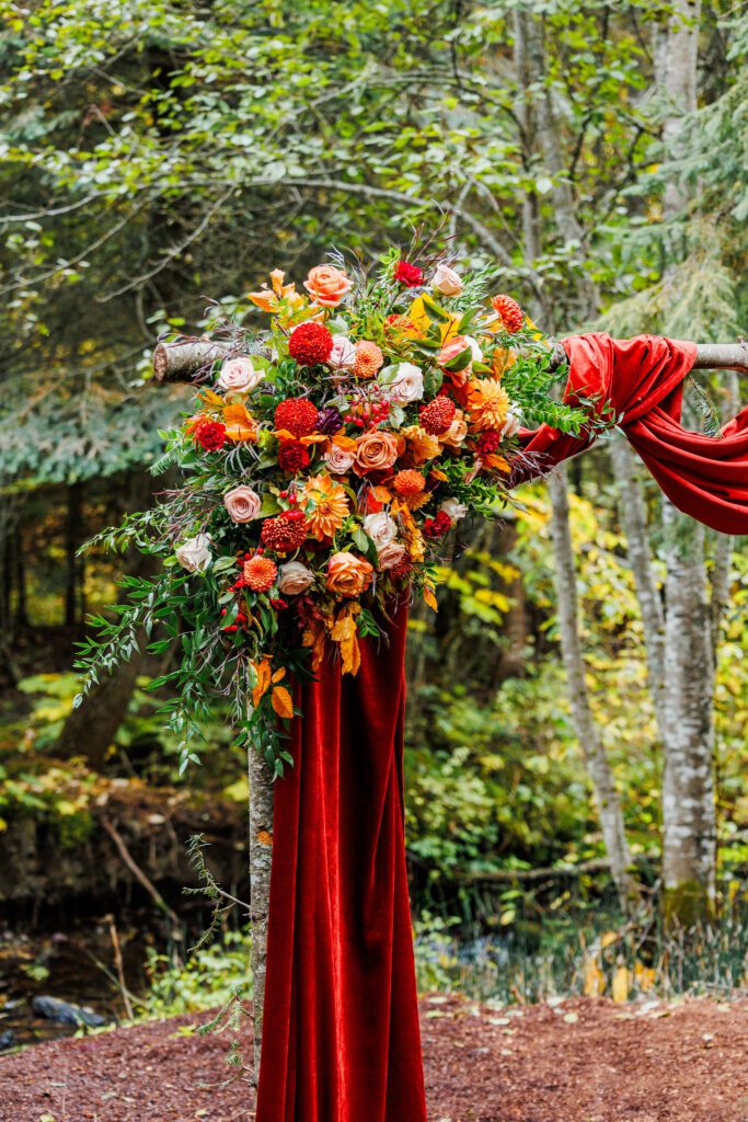 Forest Elopement in Montana with arch