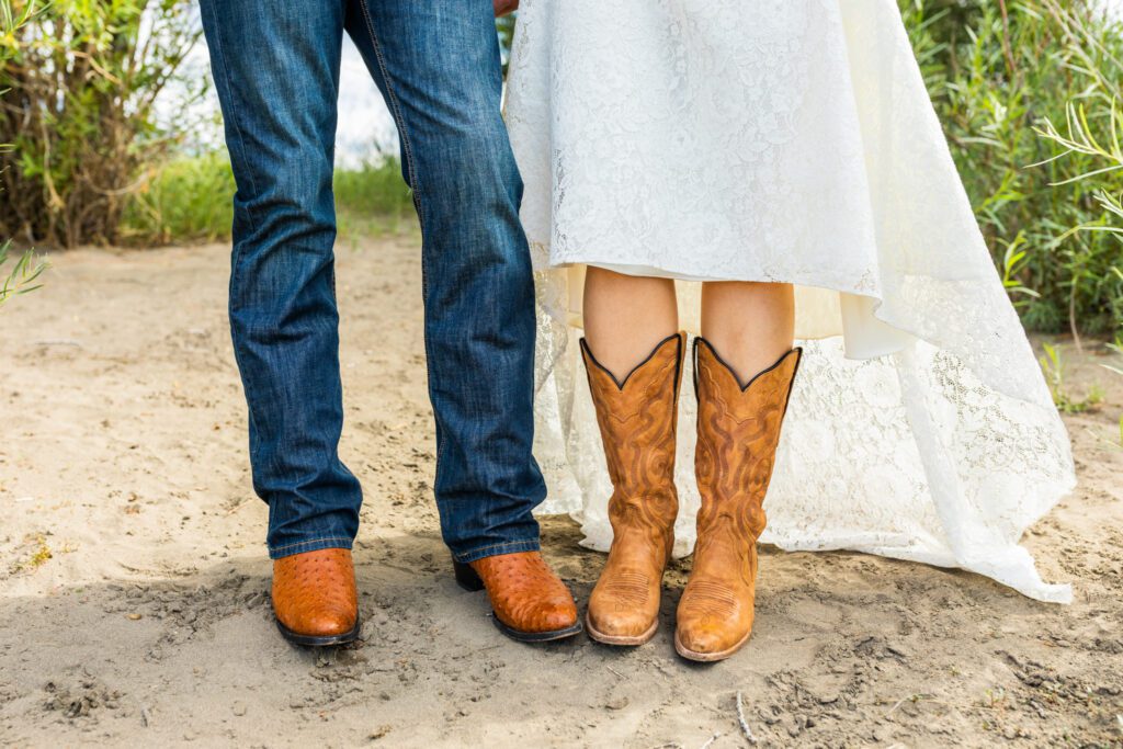 bride and grooms boots