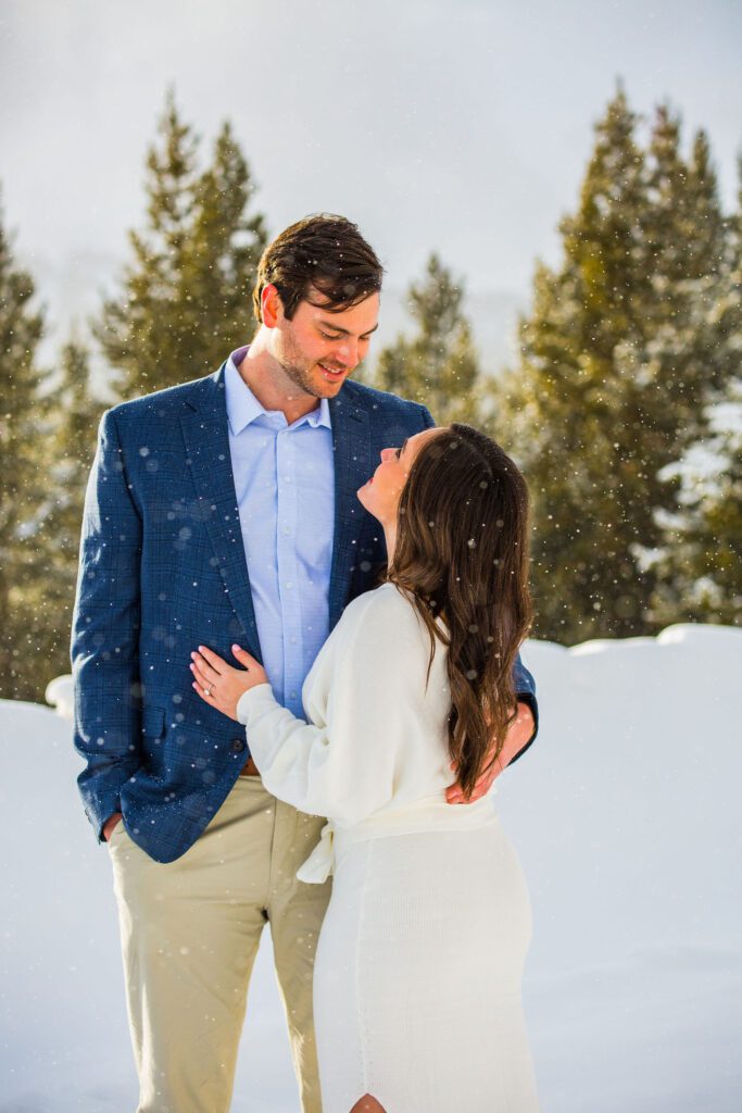 dressy engagement photos in Montana in winter