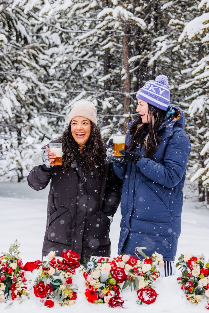 winter surprise proposal Big Sky
